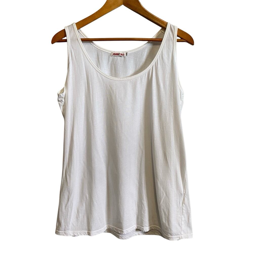 Johnny Was Women's White Cotton Scoop Neck Lightweight Basic XL Casual Pullover